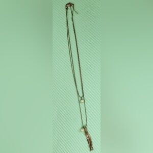 White House Black Market Layered Tassel Necklace – Silver Tone, Pearl Accents